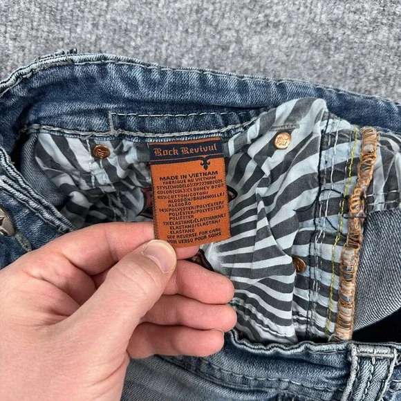 Rock Revival Jeans Mens 36x32 Clooney Boot Cut Flap Pocket Heavy Thick Stitch - Picture 13 of 16